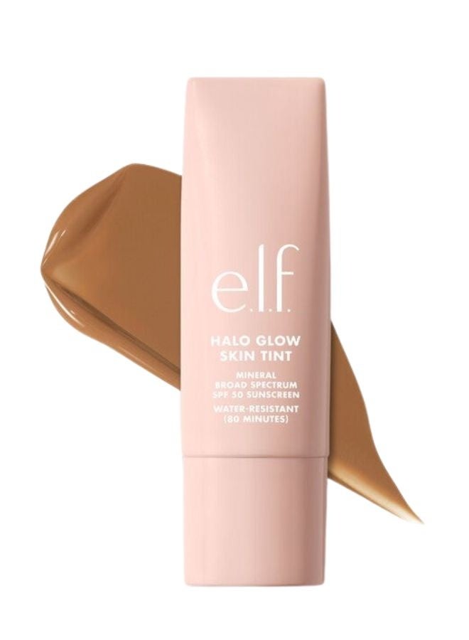 elf e.l.f. Halo Glow Skin Tint Light Coverage Foundation SPF 50 – 11 Tan Warm (Tan with Warm Undertones) Lightweight Buildable Coverage, Hydrating Dewy Finish Mineral Sunscreen, 50 ml - Image 1